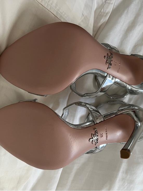 PRADA Silver Metallic Wavy Strap High Heel Sandals BNIB main image 7